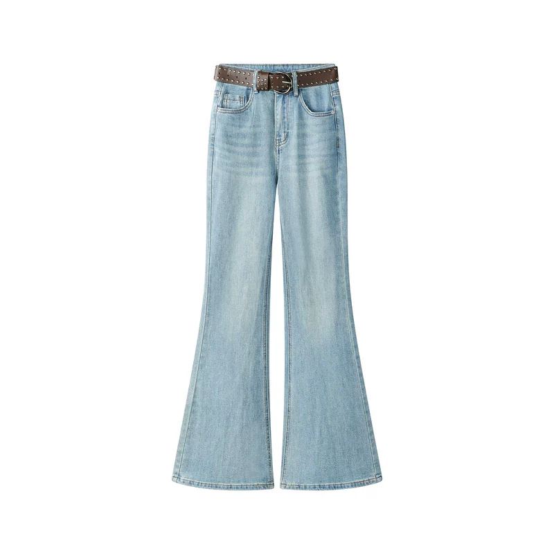 High Waist Distressed Denim Flare Pants - Image 2
