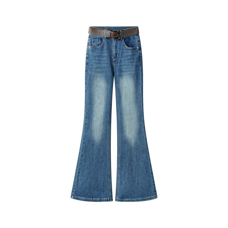 High Waist Distressed Denim Flare Pants - Image 3