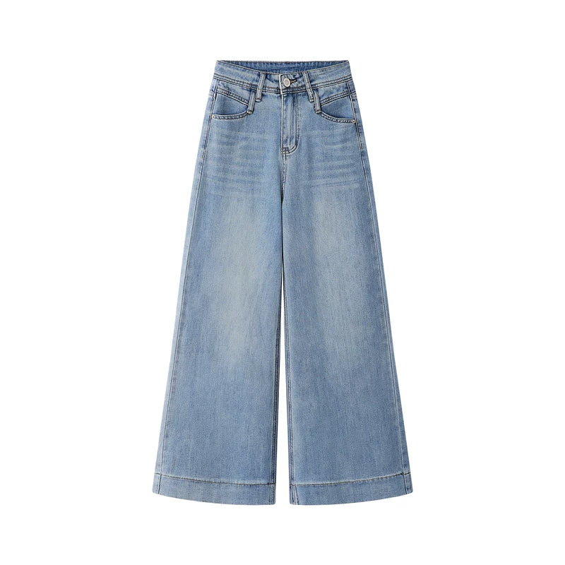 High Waist Wide Leg Denim Pants - Image 4