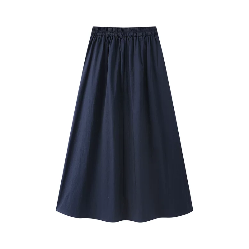High-Waisted Asymmetric Elastic Midi Skirt - Image 4
