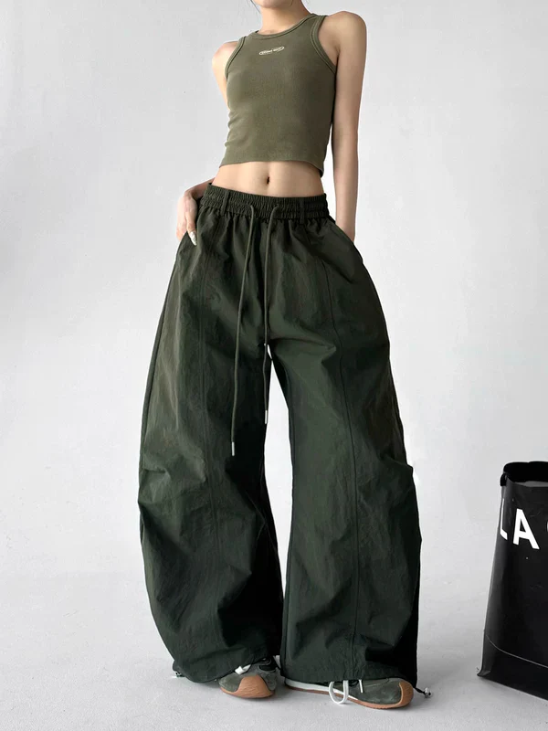 High Waisted Elastic Waist Wide Leg Pants - Image 4