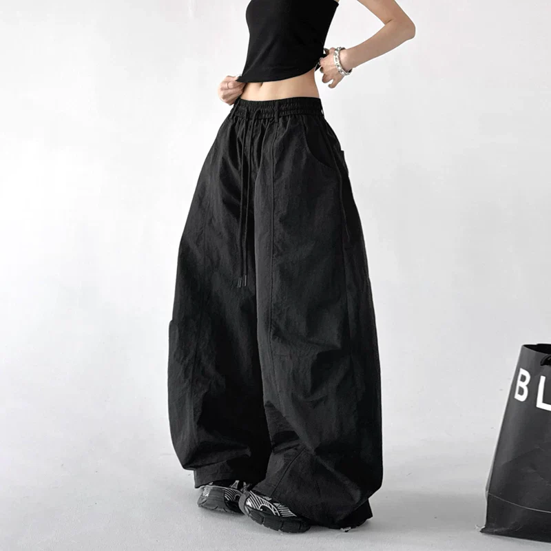 High Waisted Elastic Waist Wide Leg Pants - Image 9