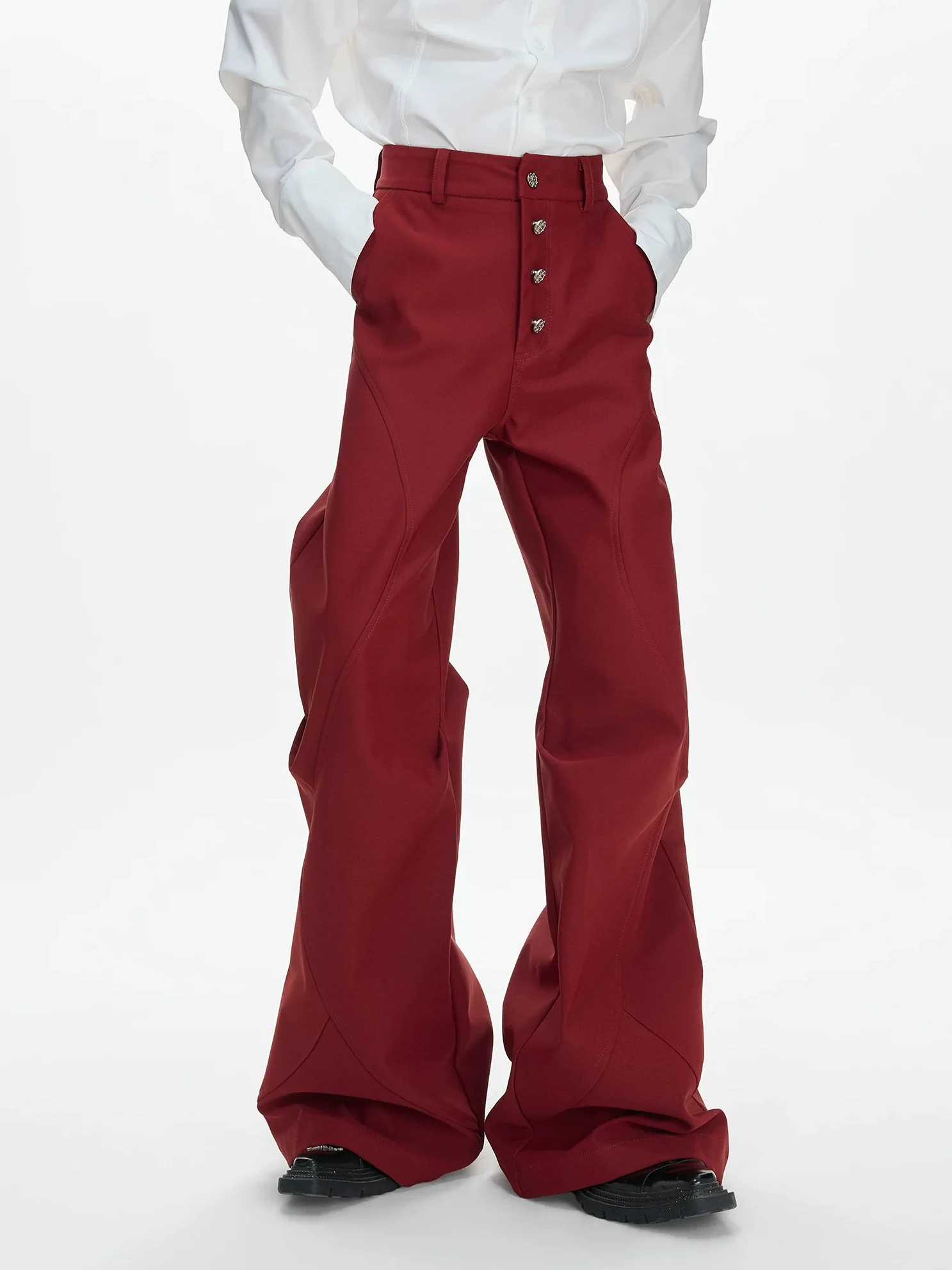 High-Waisted Five-Button Flared Pants - Image 5