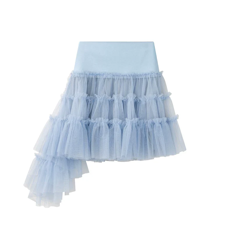 Irregular Double Layer Mesh Skirt - Image 5