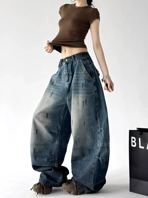High Waisted Retro Wide Leg Jeans - Image 3