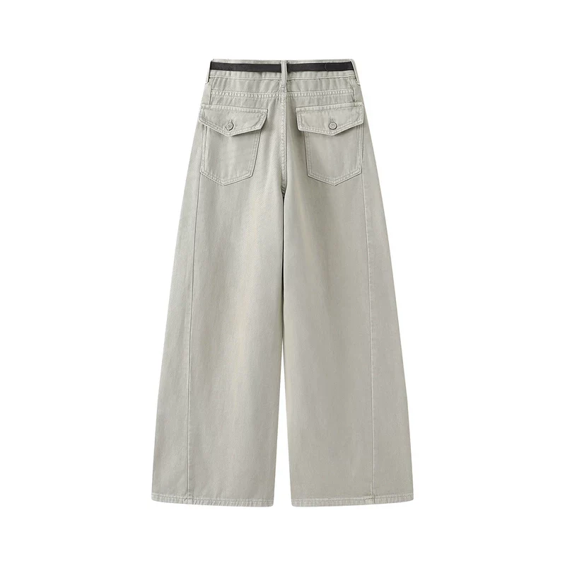 High Waisted Wide Leg Denim Pants - Image 4