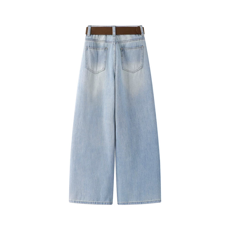 High-Waisted Wide-Leg Denim Pants - Image 2