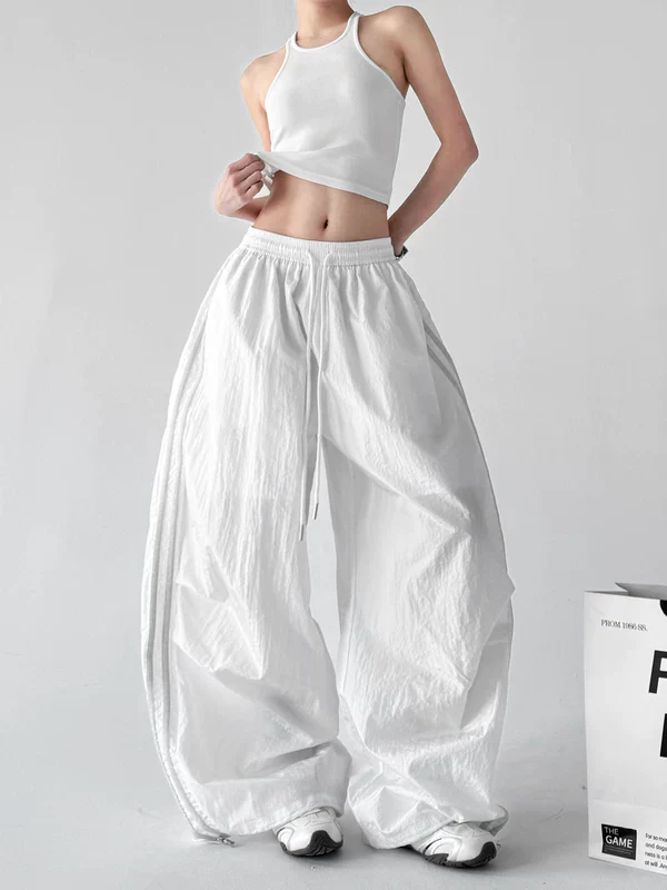 High Waisted Wide Leg Drawstring Pants - Image 3