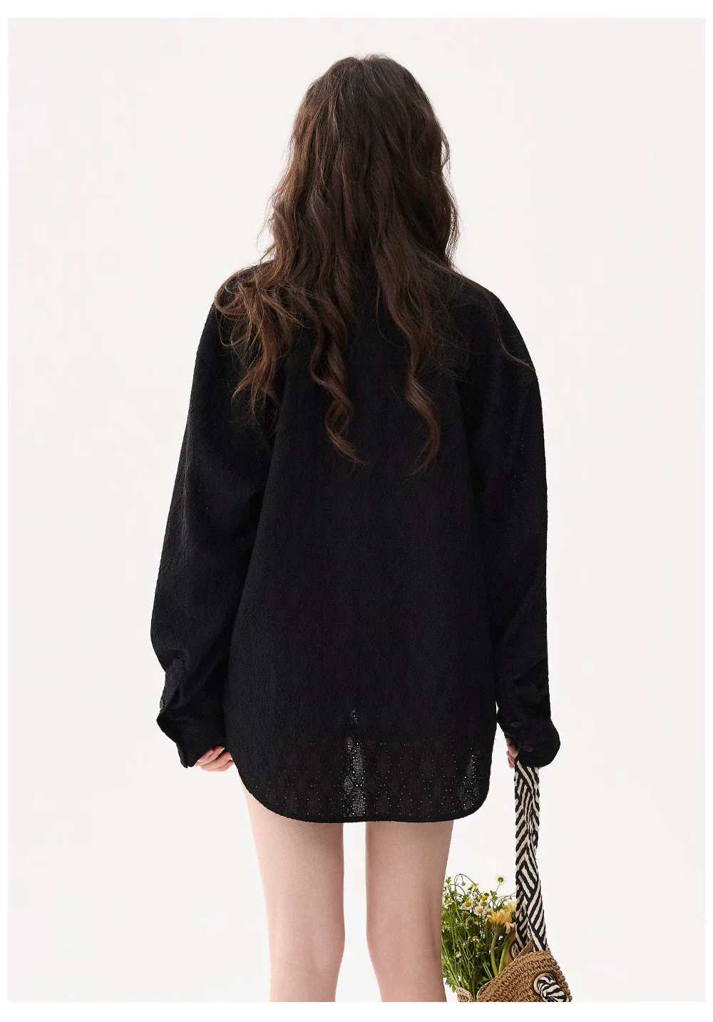 Hollow Long Sleeve Collared Shirt - Image 7