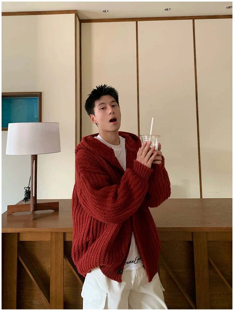 Hooded Knit Cardigan Sweater - Image 4