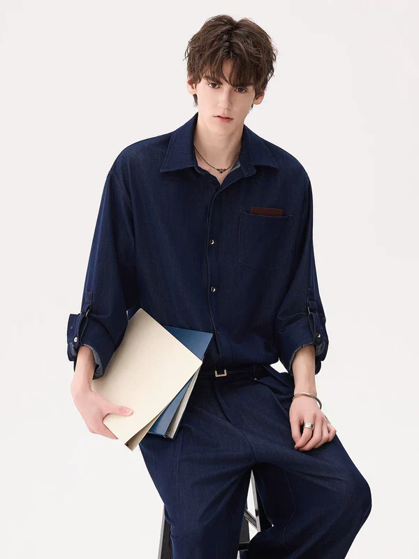 Ice Silk Collared Shirt and Pants - Image 3