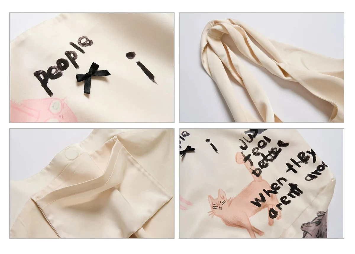 Impatient Cat Print Canvas Shoulder Bag - Image 8