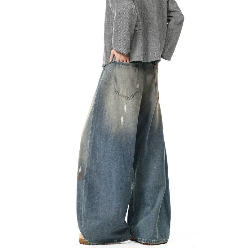 Ink-Splatter Wide Leg Denim Pants - Image 3