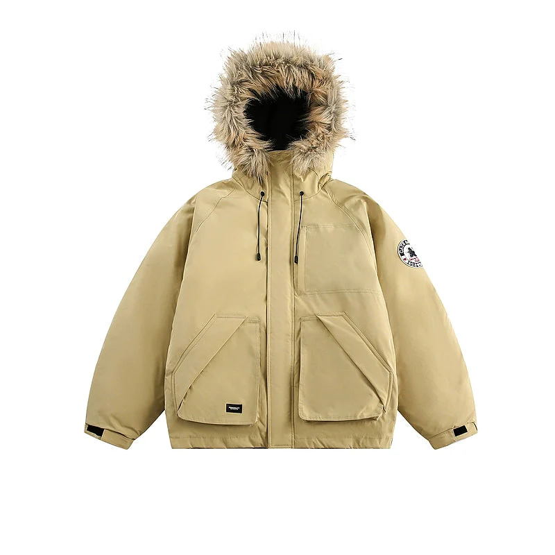 Insulated Hooded Parka with Fur Collar - Image 3