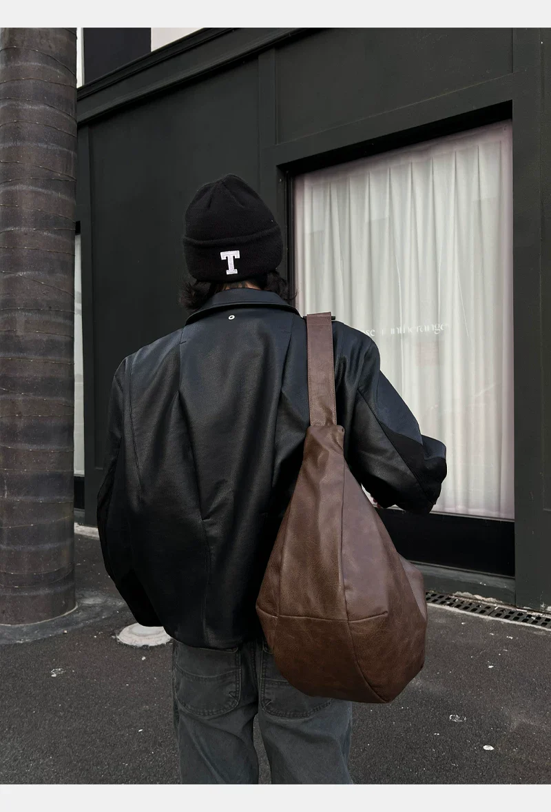Retro Leather Underarm Tote Bag - Image 5