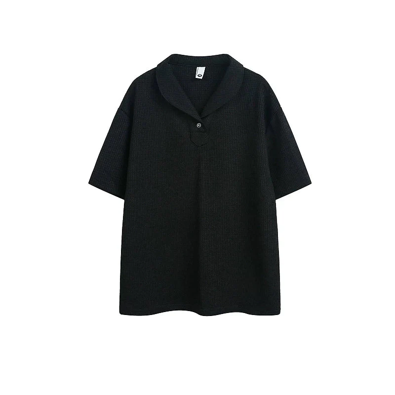 Knit Polo Collar Short-Sleeve T-Shirt - Image 3
