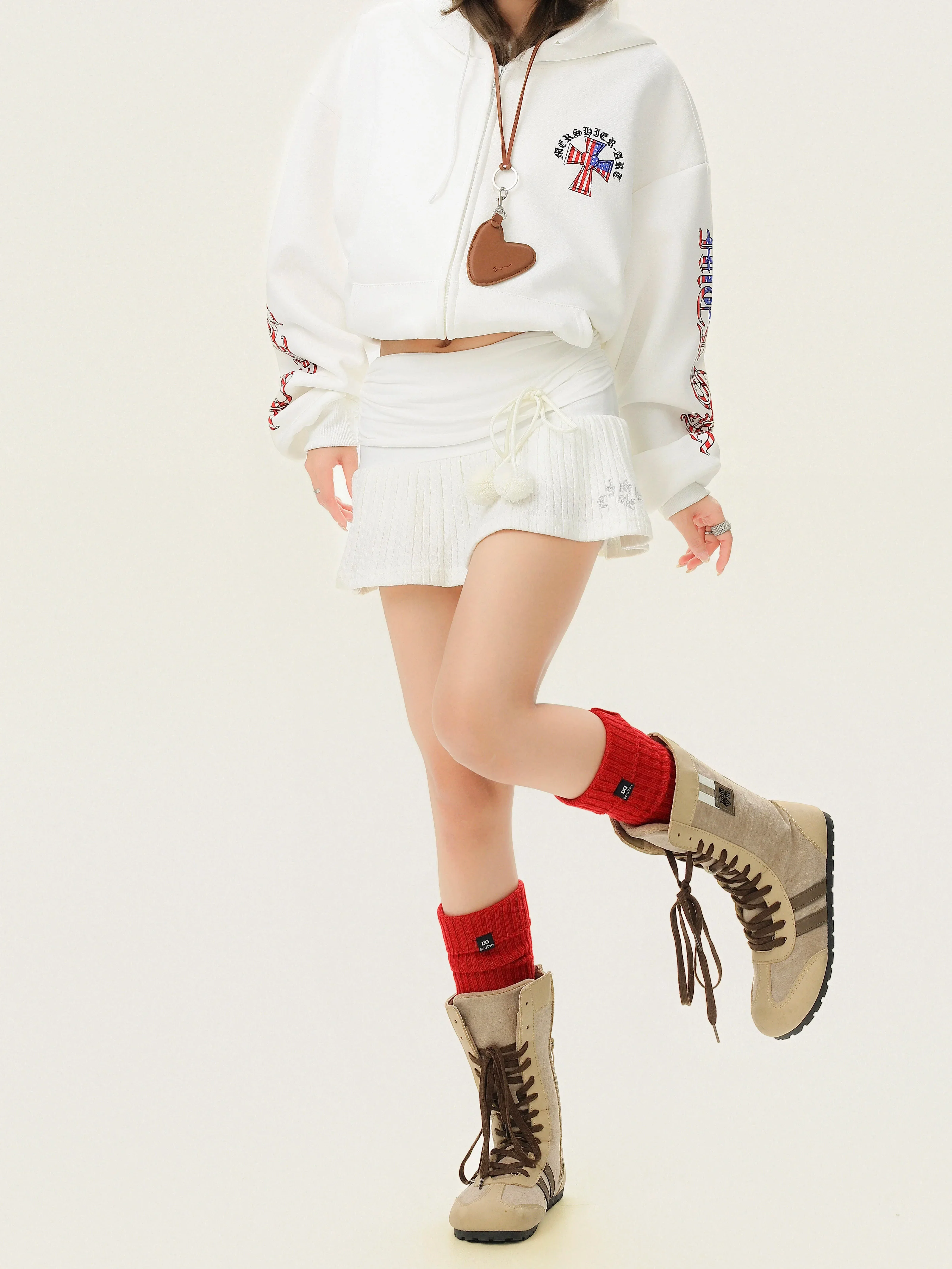 Knit Pom-Pom Tie-Waist Mini Skirt - Image 6