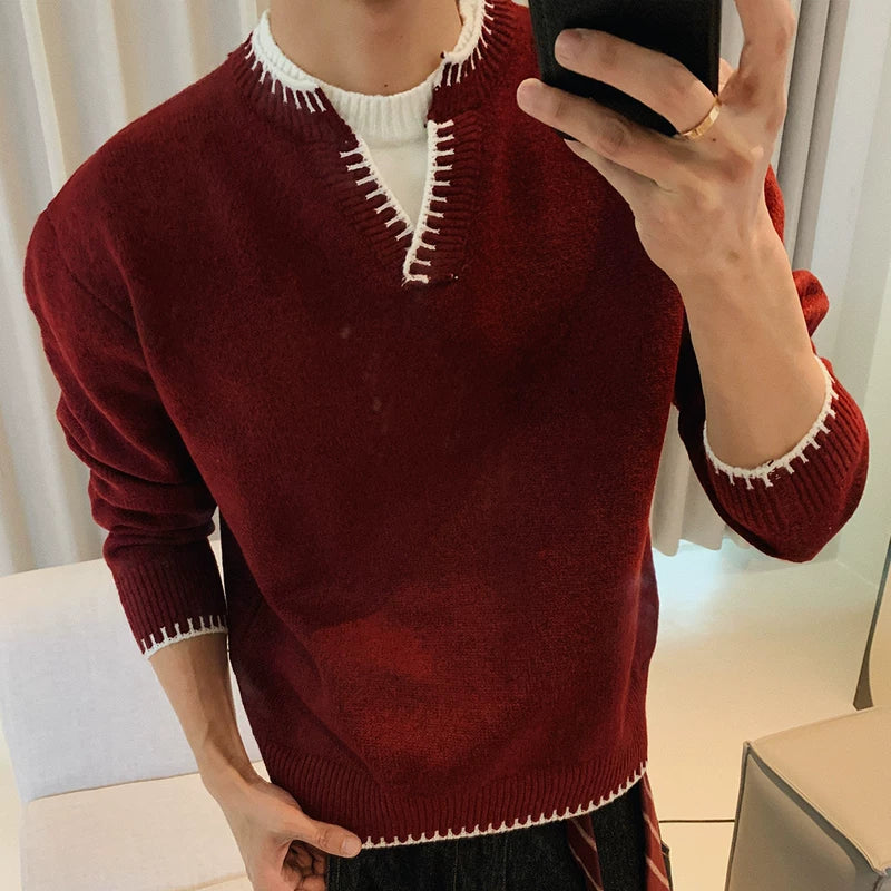 Contrast Trim Knit Pullover Sweater - Image 8