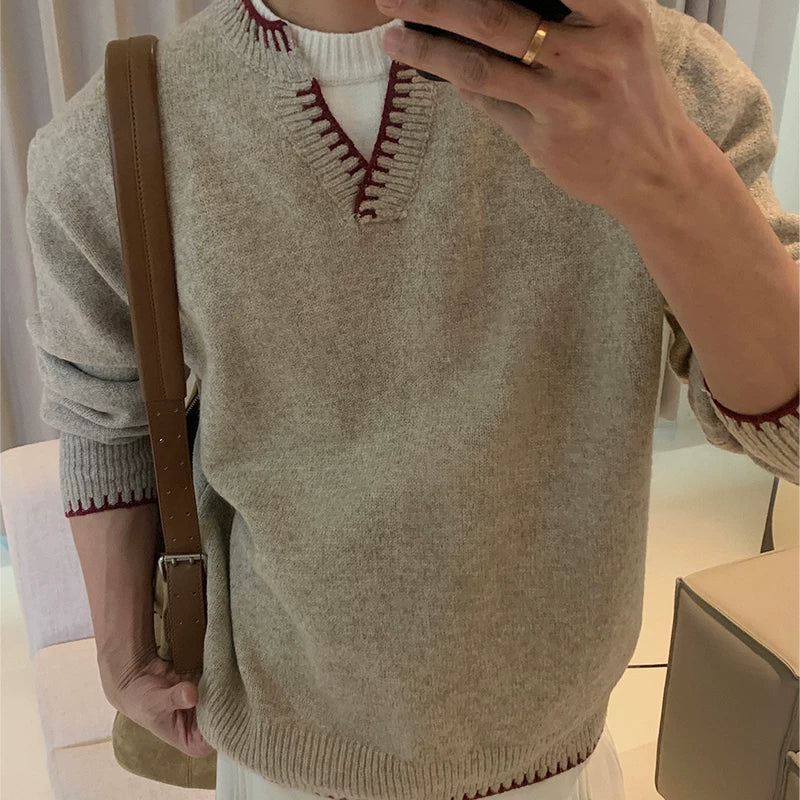 Contrast Trim Knit Pullover Sweater - Image 9