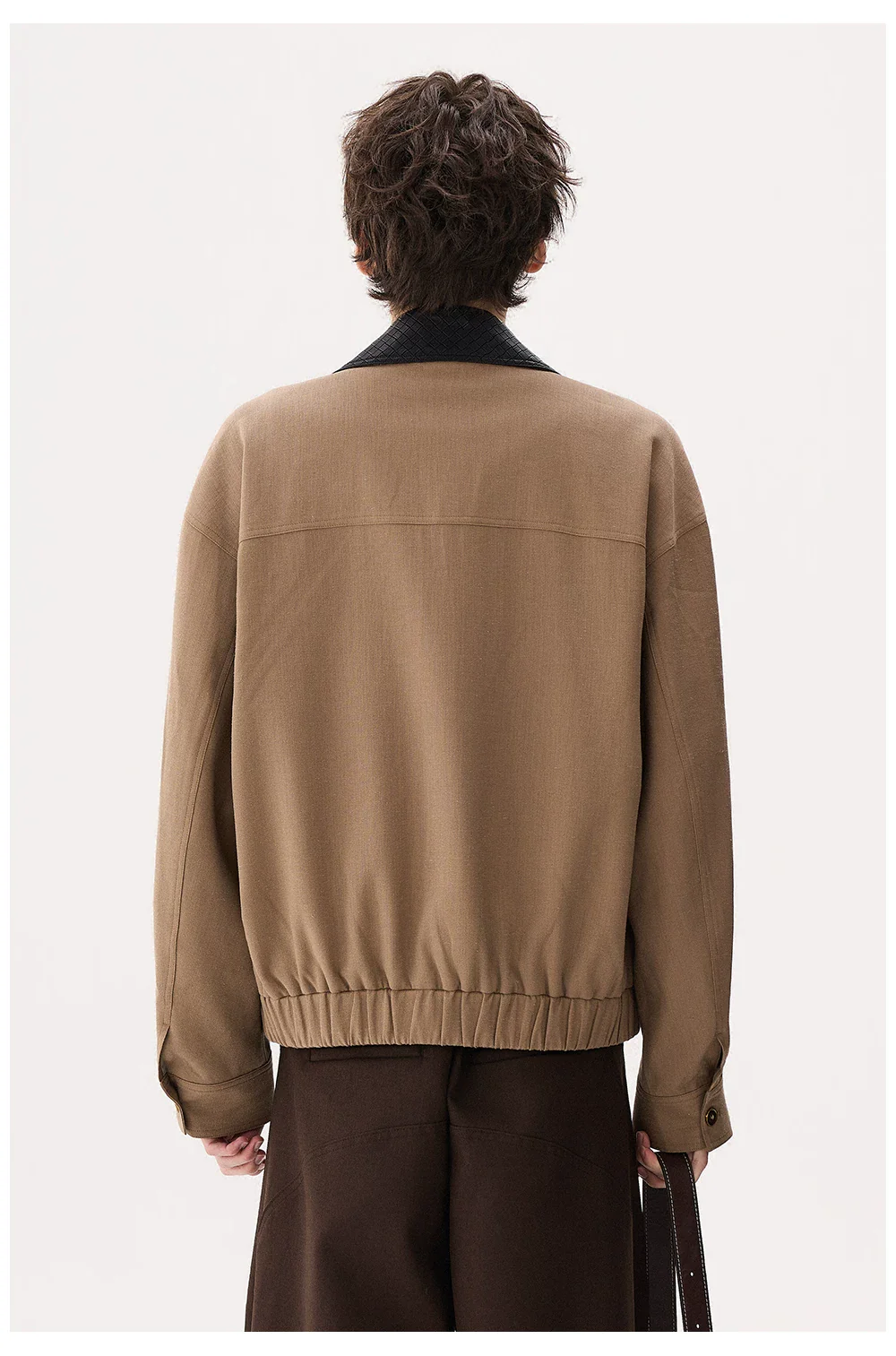 Korean Style Woven Leather Collar Jacket - Image 8
