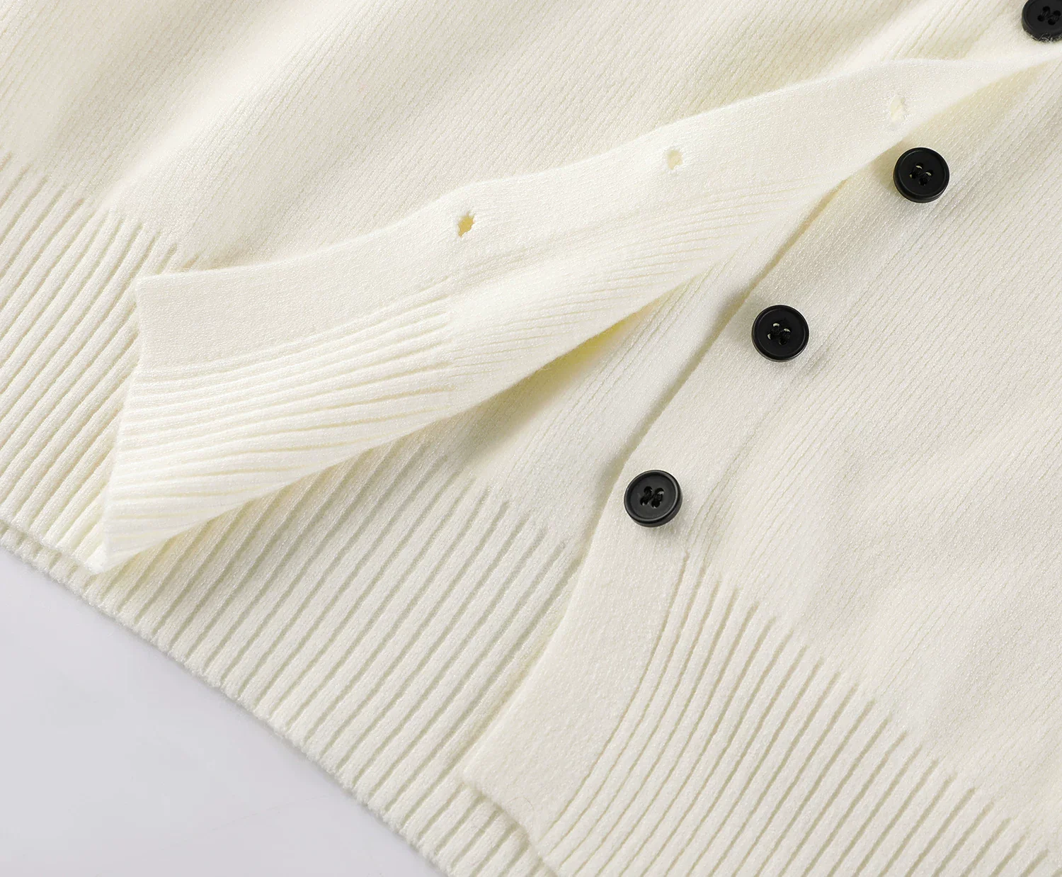 Lace Cuff Button Front Knit Cardigan - Image 8