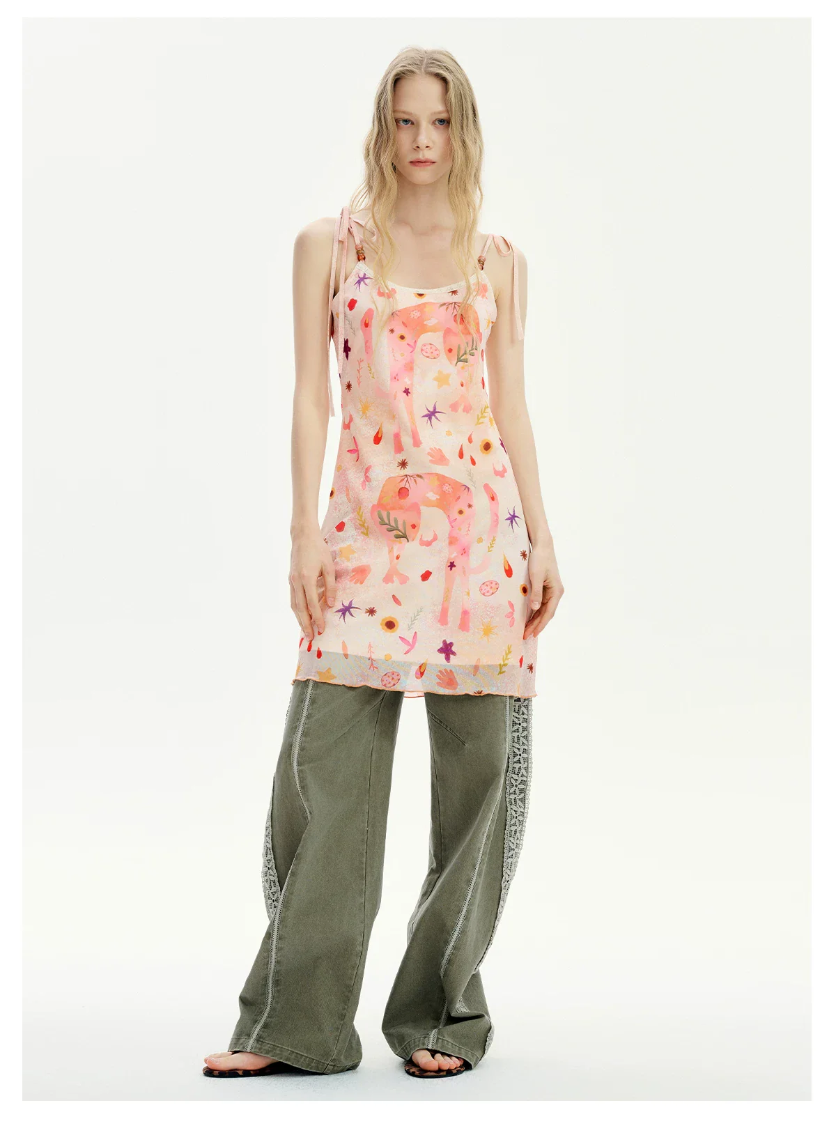 Lace Patchwork Wide-Leg Cotton Pants - Image 7