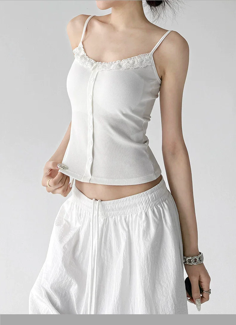 Lace Trim Button Front Camisole Top - Image 11