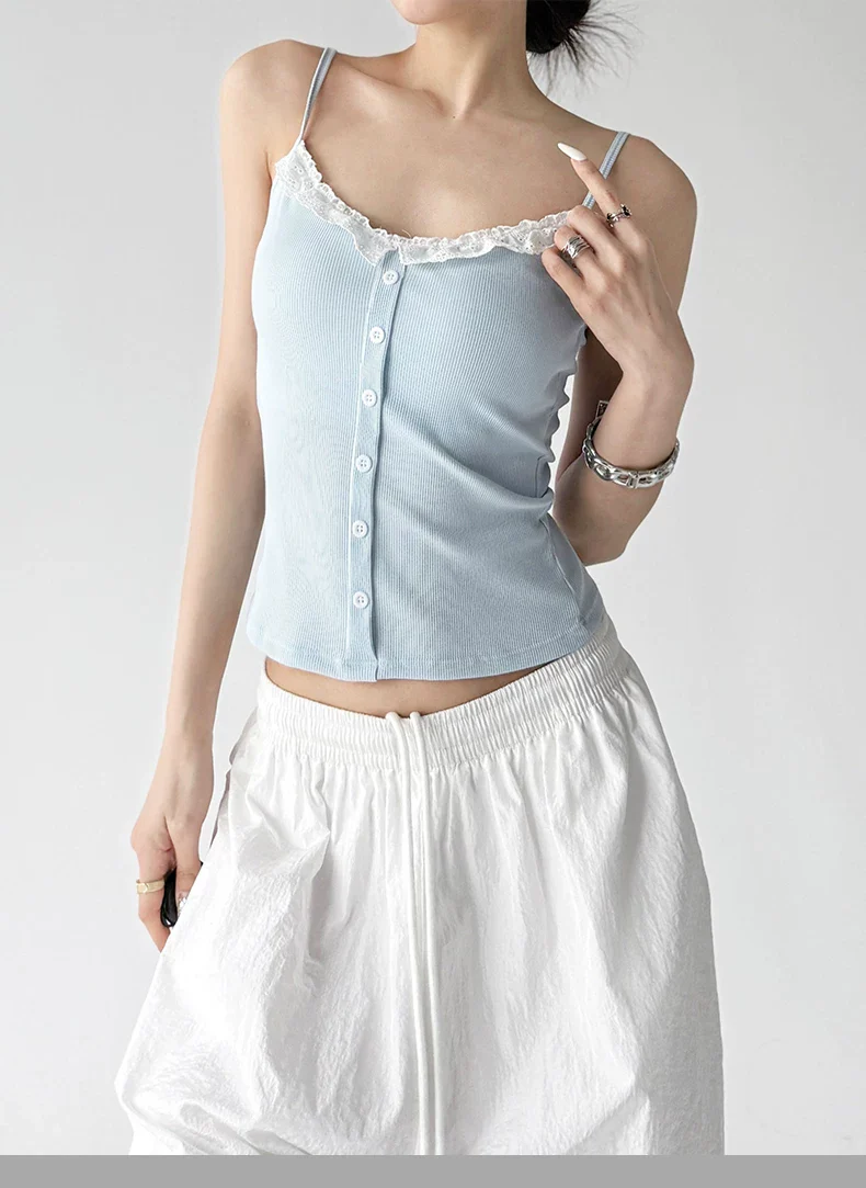 Lace Trim Button Front Camisole Top - Image 13