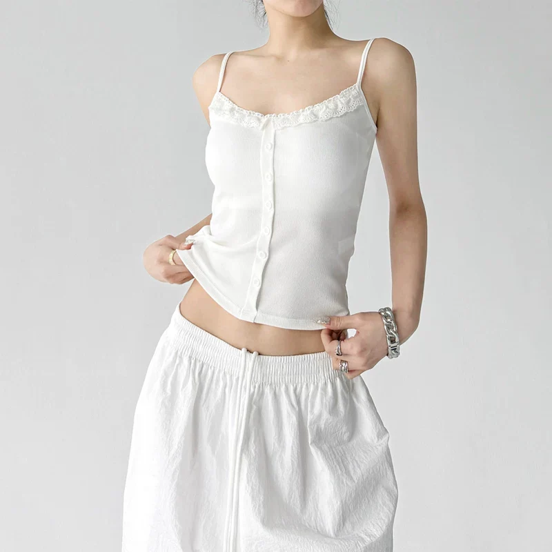 Lace Trim Button Front Camisole Top - Image 9