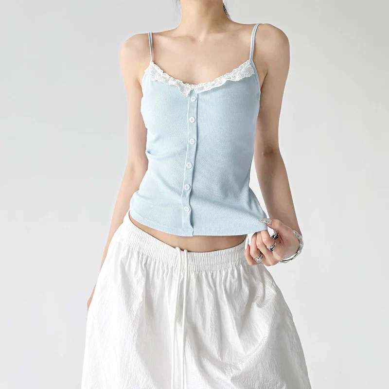 Lace Trim Button Front Camisole Top - Image 13