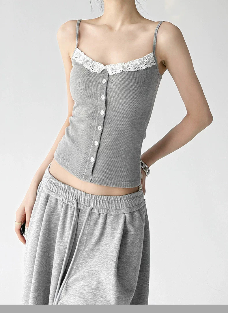 Lace Trim Button Front Camisole Top - Image 7