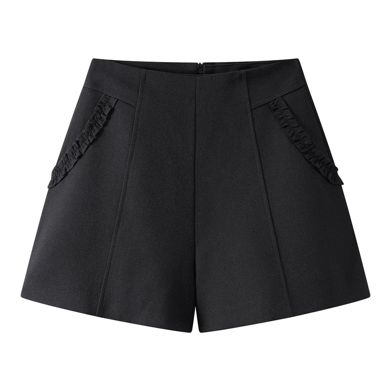 Lace Trim Wide-Leg Suit Shorts - Image 3
