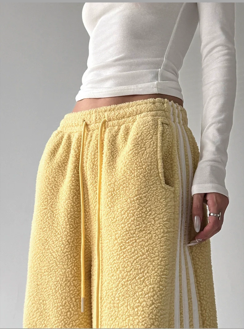 Lambskin Loose Warm Casual Straight Pants - Image 12
