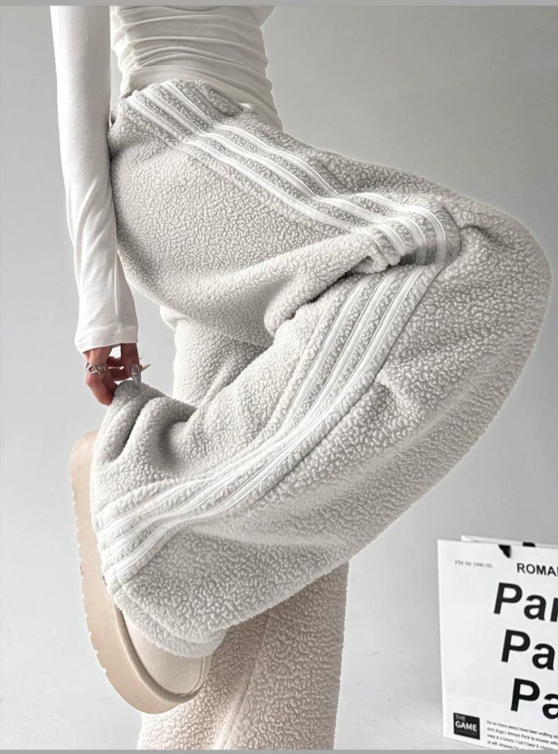 Lambskin Loose Warm Casual Straight Pants - Image 15