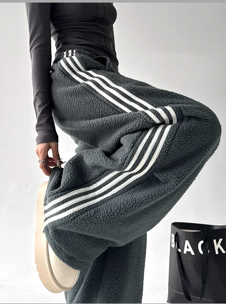 Lambskin Loose Warm Casual Straight Pants - Image 17