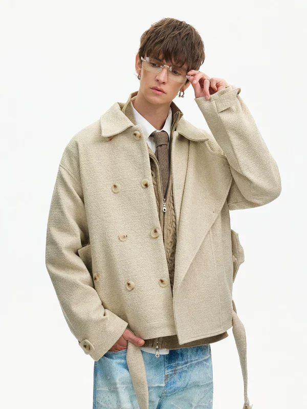 Lambswool Blend Double-Breasted Wool Jacket - Image 3