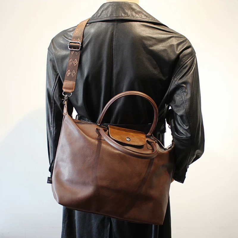Large Capacity Leather Crossbody Dumpling Bag