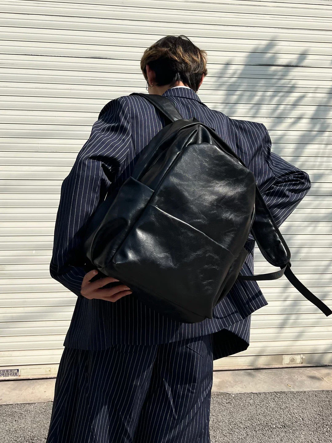 Large Capacity Leather Laptop Backpack - Image 3