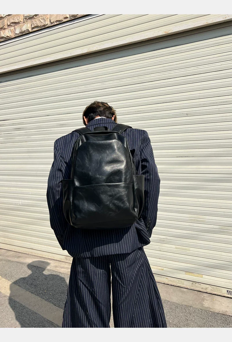 Large Capacity Leather Laptop Backpack - Image 5