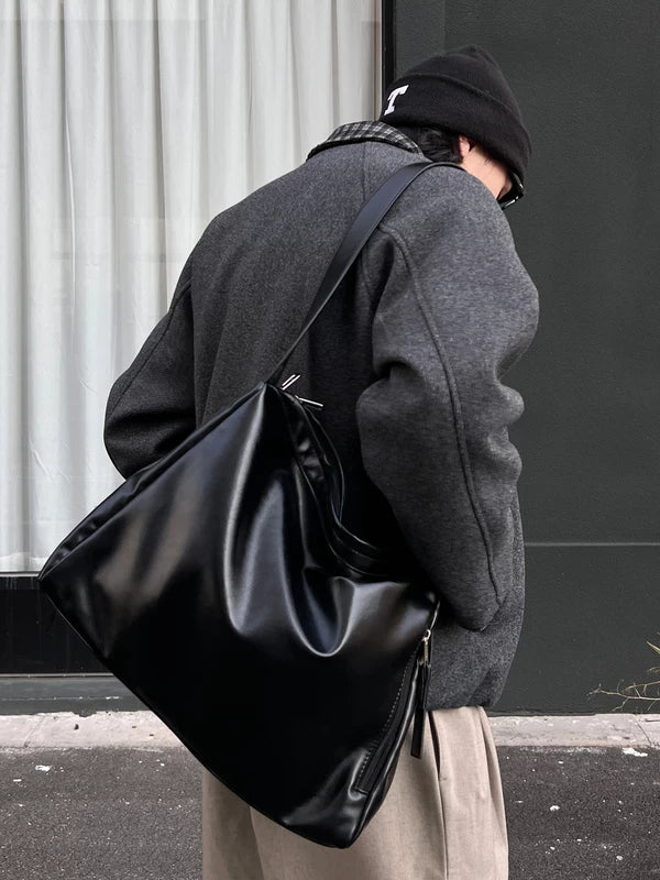 Large Capacity Leather Shoulder Bag - Image 3