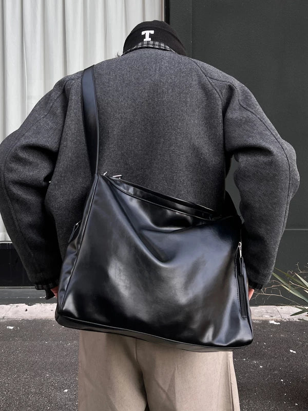 Large Capacity Leather Shoulder Bag - Image 4