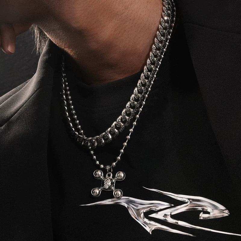 Layered Cuban Chain Pendant Necklace - Image 3