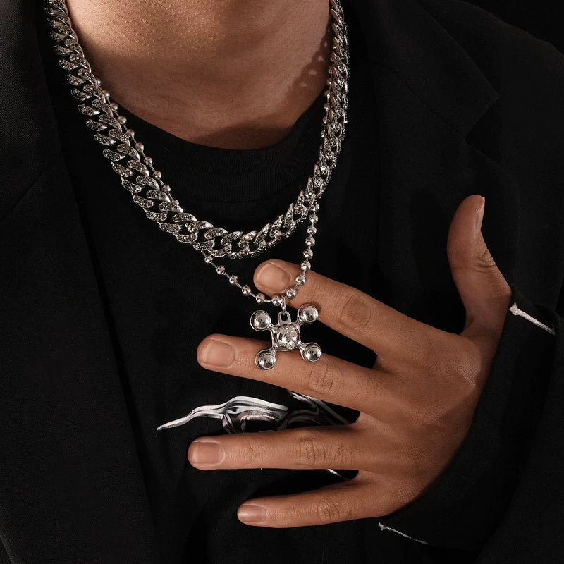 Layered Cuban Chain Pendant Necklace - Image 4