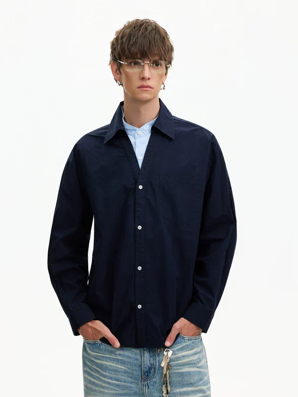 Layered Long Sleeve Button Front Shirt - Image 3