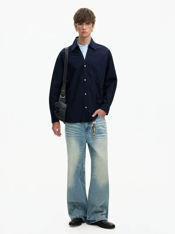 Layered Long Sleeve Button Front Shirt - Image 5