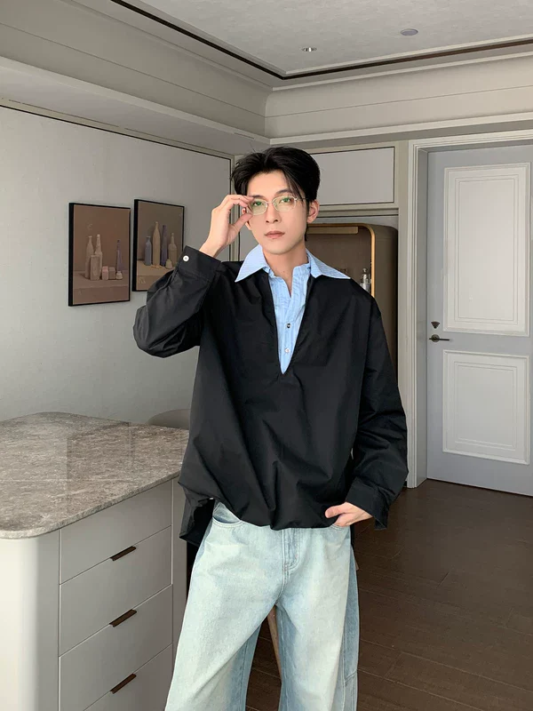 Inner Collar Layered Pullover Shirt - Image 2