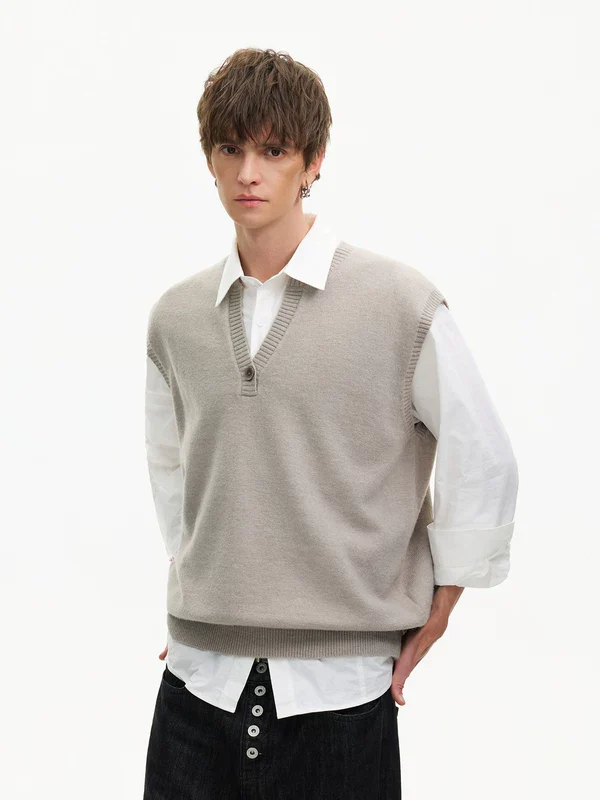 Layered V-Neck Knit Vest - Image 4