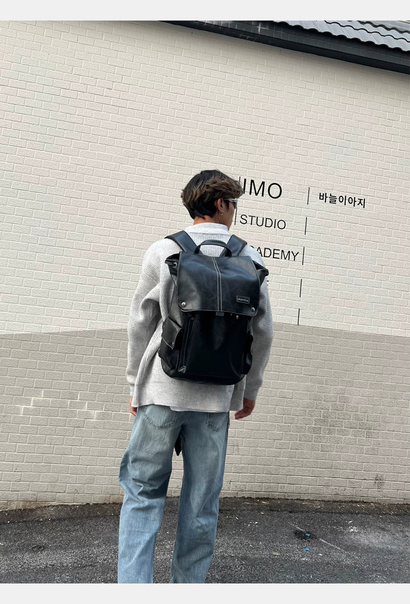 Leather Large Capacity Commuter Backpack - Image 10