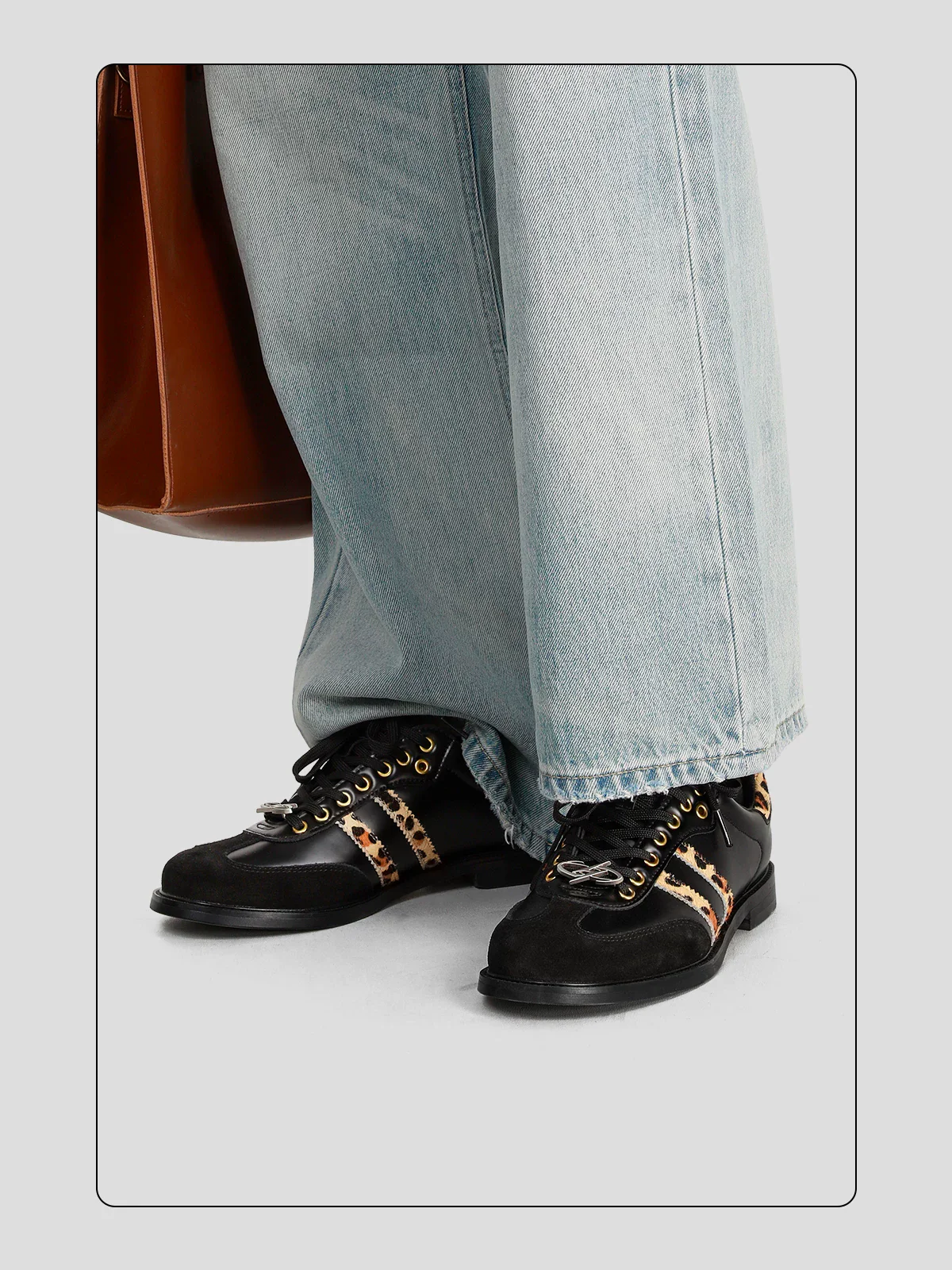 Leather Leopard Print German Trainer Shoes - Image 6