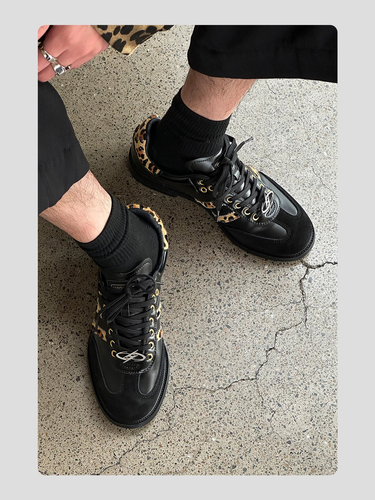 Leather Leopard Print German Trainer Shoes - Image 8